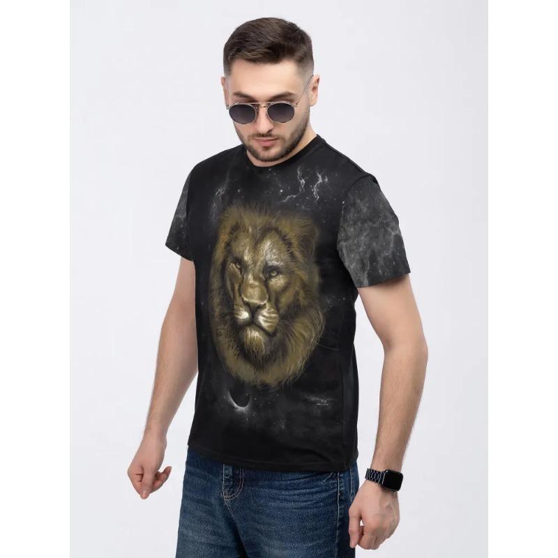 Sommartryck 3D Lös Herr Casual Trend Kortärmad Mönster Lejon T-shirt Topp