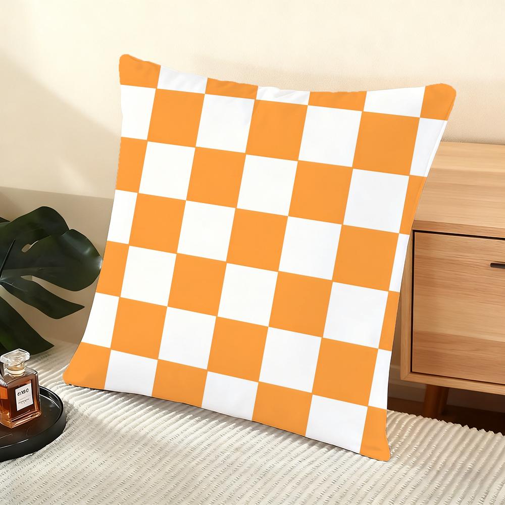 Artistic Elegant Plaid Prints Cushion Cover Silky Short Plush Home Sofa Cushion Cover - Invisible Zipper Home Decoration