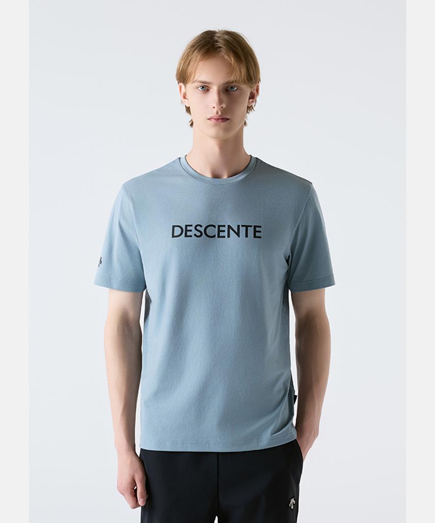 DESCENTE Tough Wording Short Sleeve T-Shirt Denim Blue Sr123Uts13 (A Type)