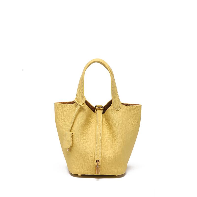 Women's High-Quality Genuine Leather Bucket Bag - Exquisite Cowhide Handbag