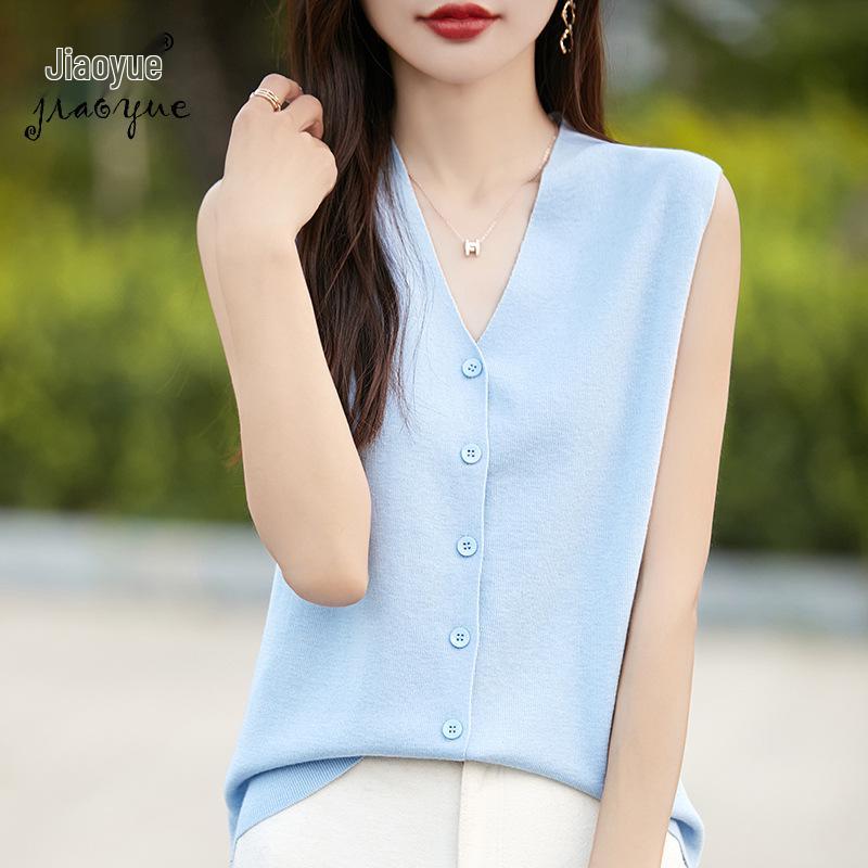 

Women s V-Neck Wide Shoulder Pad Knit Tank Top for Spring/Summer Layering XL чорний