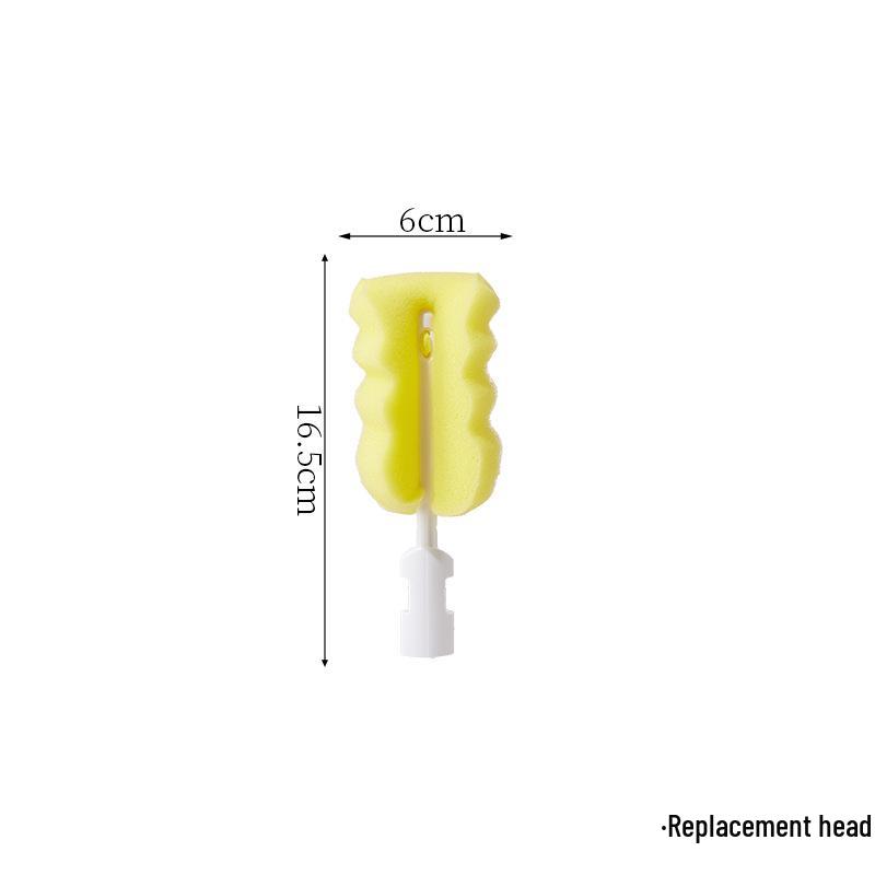 Baby Bottle Brush with Replaceable Head - Sponge Brush for Cleaning, Individually Packaged, Hot Selling Daily Essential Single OPP bag packaging (no factory information)