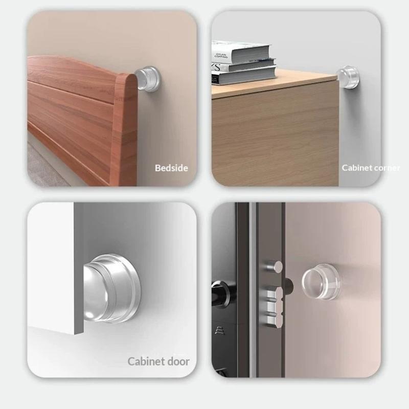Transparent Door Stopper Self Adhesive No Drill Flexible Soft Thick Buffer for Dorm Room Wall Protection
