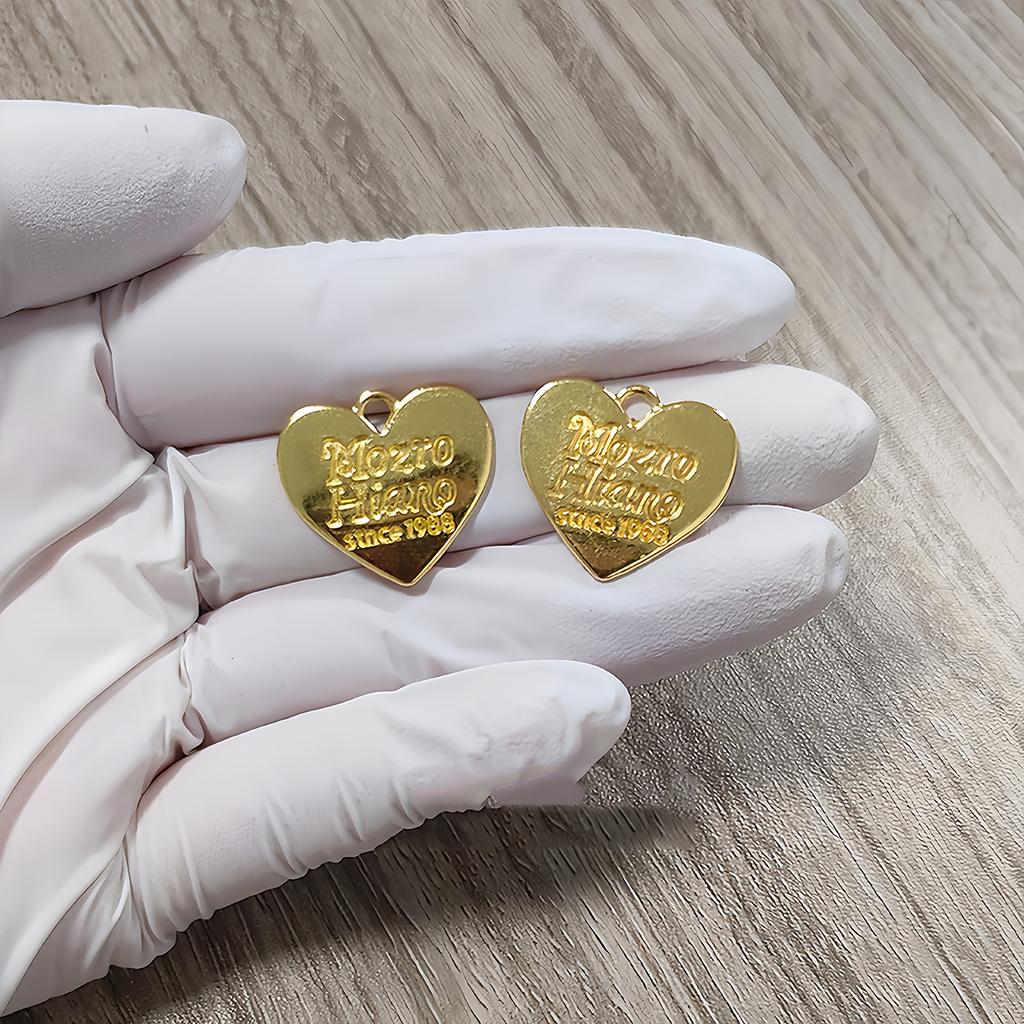 10Pcs Metal Heart Pendants Charms Dog Tags Candy Color for Bracelet Earrings Necklace DIY Jewelry Making Accessories Supplies