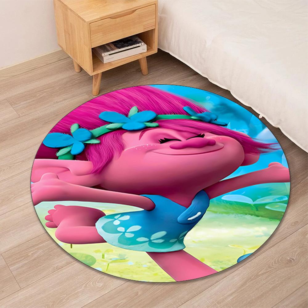 Trolls Printed Round Rug Carpet Chair Rug Area Rug Entryway Doormats,for Office Chair Living Room Bedroom Kitchen Room.