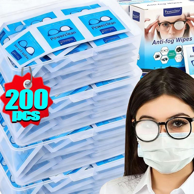 100/200pcs Lens Anti Fog Wiping Glasses Wet Wipe Cloth One-time Wiping Screen High Long-lasting Anti Fog Device