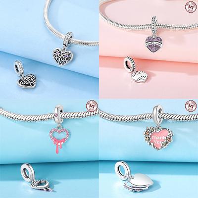 Endless Love Flower Beads Hearts Charms Originales Copper Dangle Pendants Jewelry Birthday Charms For Women