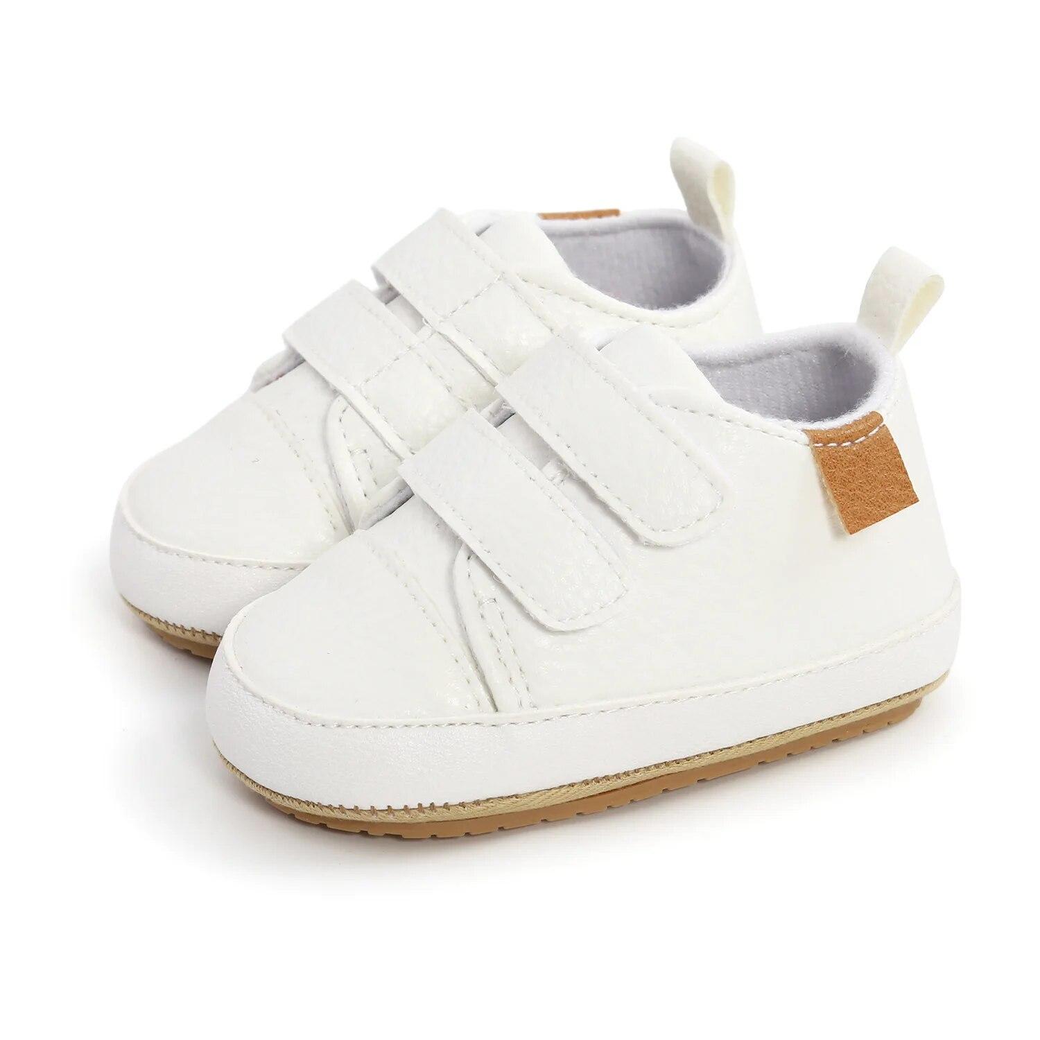

Meckior Baby Boys Girls Shoes Classic Unisex PU Leather Toddler Rubber Sole Anti-slip First Walkers Infant Moccasins Baby Shoes 0-6 months белый