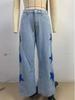 Women's Star-Patterned Loose Straight-Leg Jeans - New European & American Style