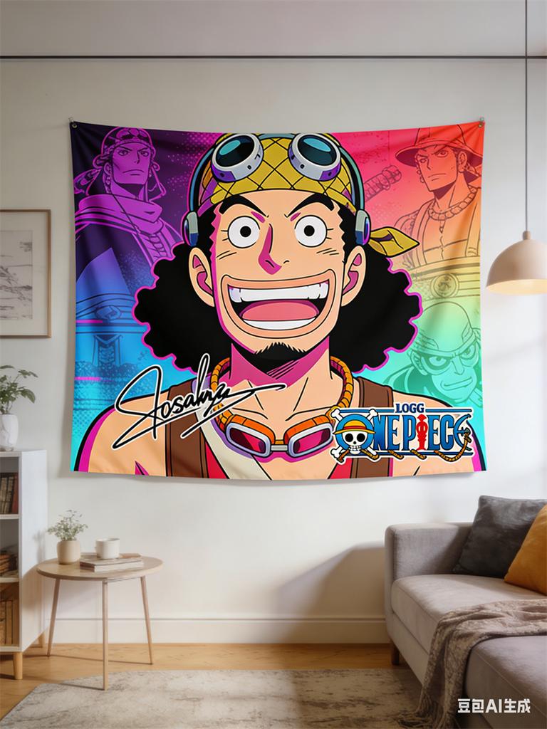 One Piece Anime Decor Tapestry Usopp Themed Wall Hanging Decorative Wall Cloth For Living Room Bedroom Dorm Room Decor