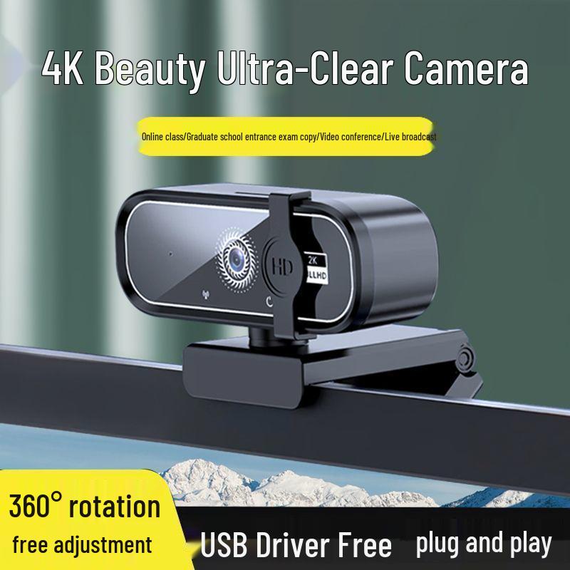 4K Streaming Webcam with Microphone for Online Classes & Meetings