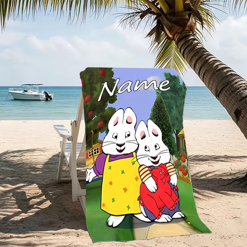 Customizable personalized beach towels Max and Ruby themed designs.Suitable for the beach, yoga, sports;ideal as beach accessories