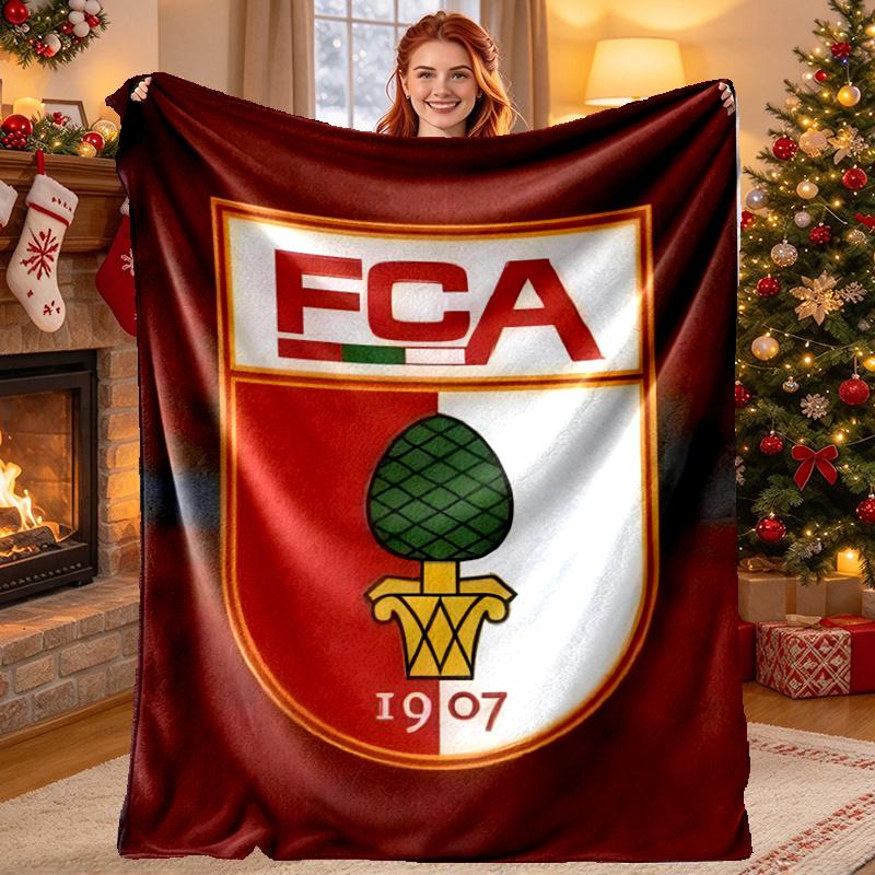 FC Augsburg Pattern Blanket for Home Decoration, Bed, Sofa, Car Travel, Camping, Suitable for All Seasons, Birthday Christmas Gift