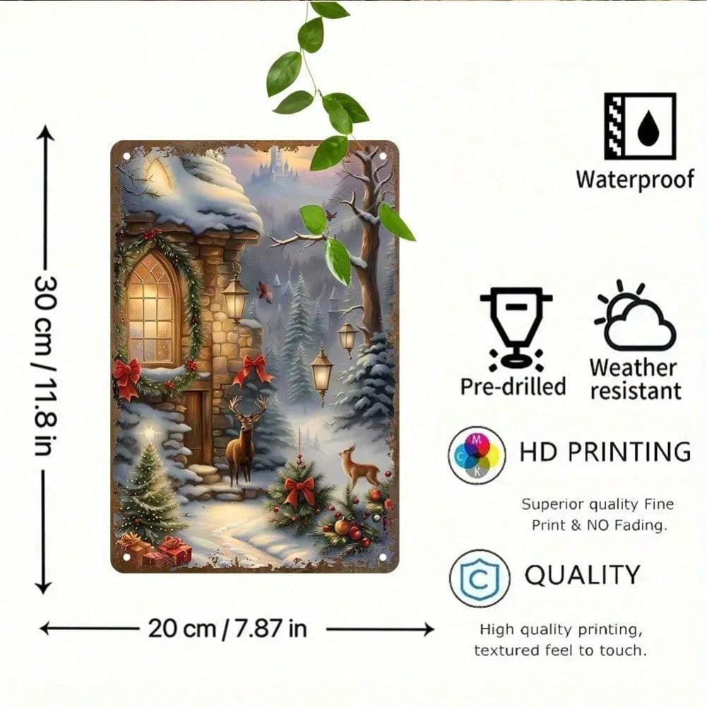 

Vintage Metal Tin Wall Art Christmas Holiday Decoration Sign for Home Bar Cafe 20x30 різнокольоровий