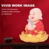 Walfront Solar Powered Figurine Nodding Smiling Buddha Maitreya Solar Buddha Statue Toy Little Monk Figurine Desktop Ornaments (Red)