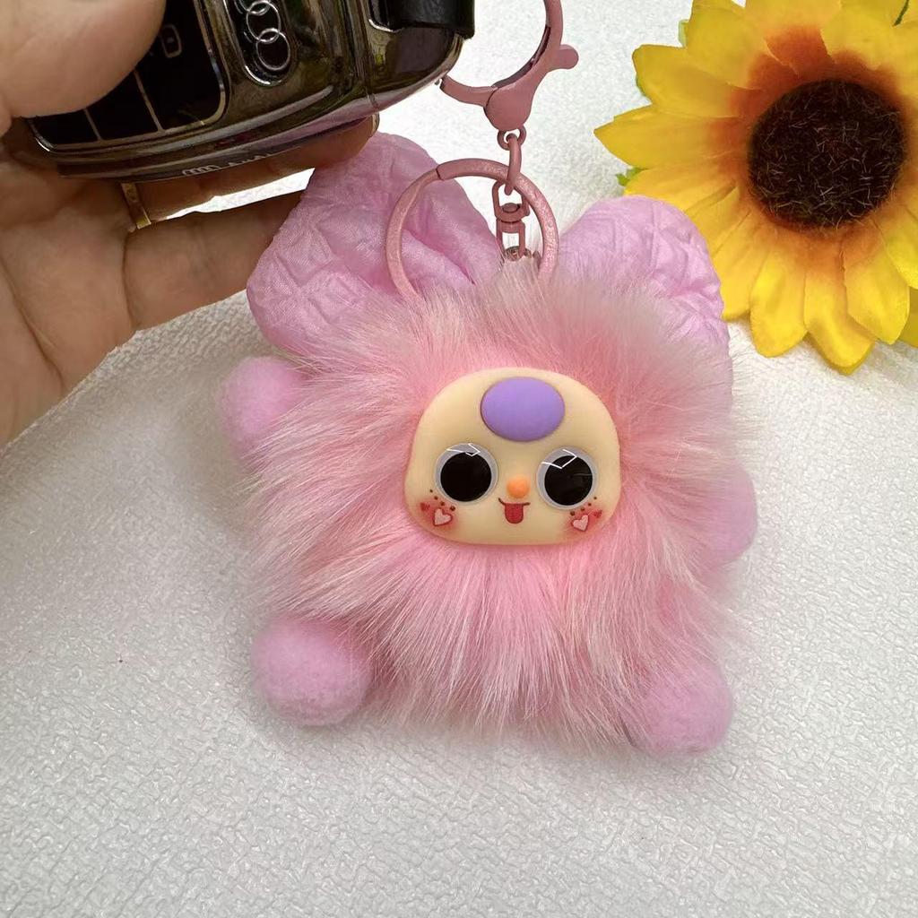 Adorable Fox Fur Pom-Pom Elf Doll Keychain Pendant