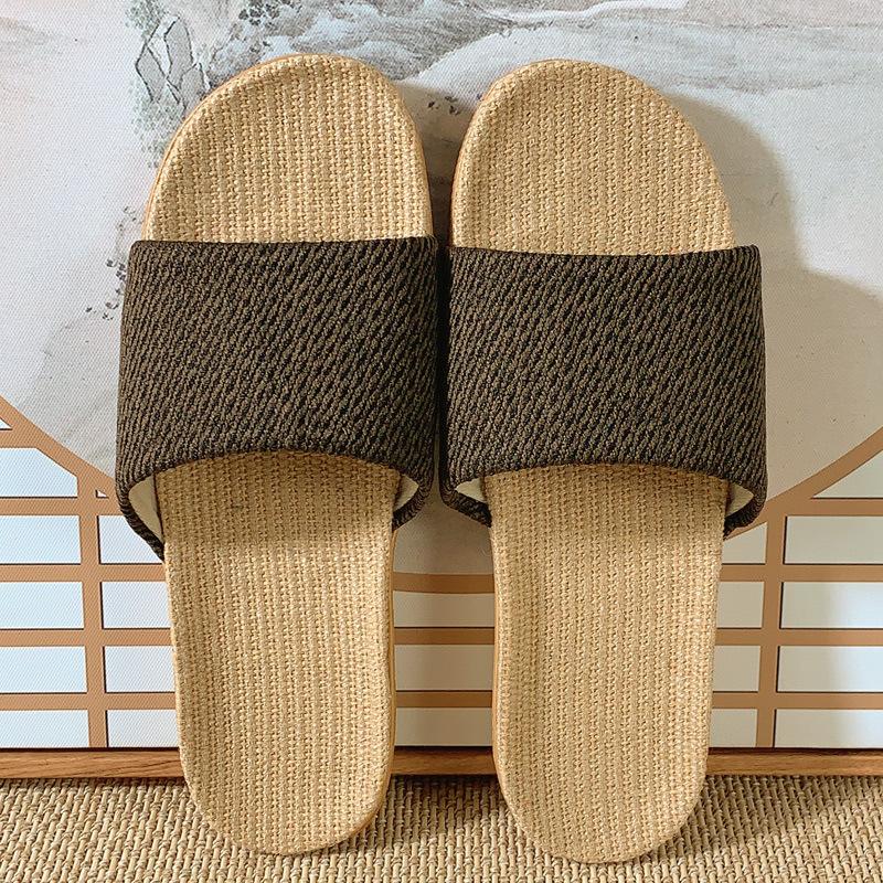 

Мода 2024 года, лето, новые льняные тапочки, пара, летние тапочки с толстой подошвой, домашние, удобные, нескользящие тапочки 44-45