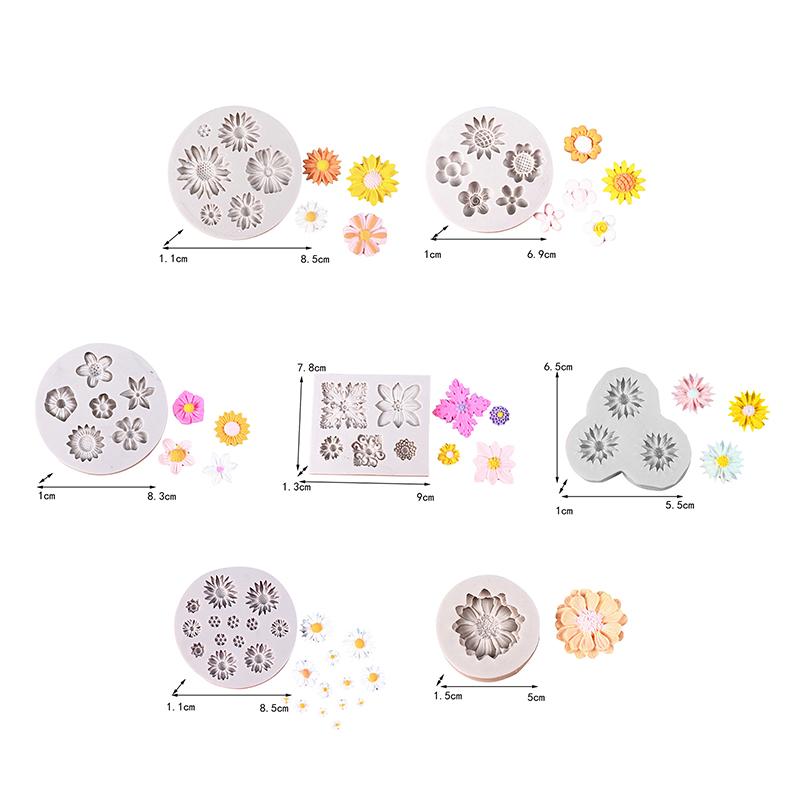3D Mini Prästkrage Blomma Silikonform Diy Fondant Tårta Dekoreringsverktyg Bröllop Födelsedag Fest Choklad Godis Bakverk Bakform