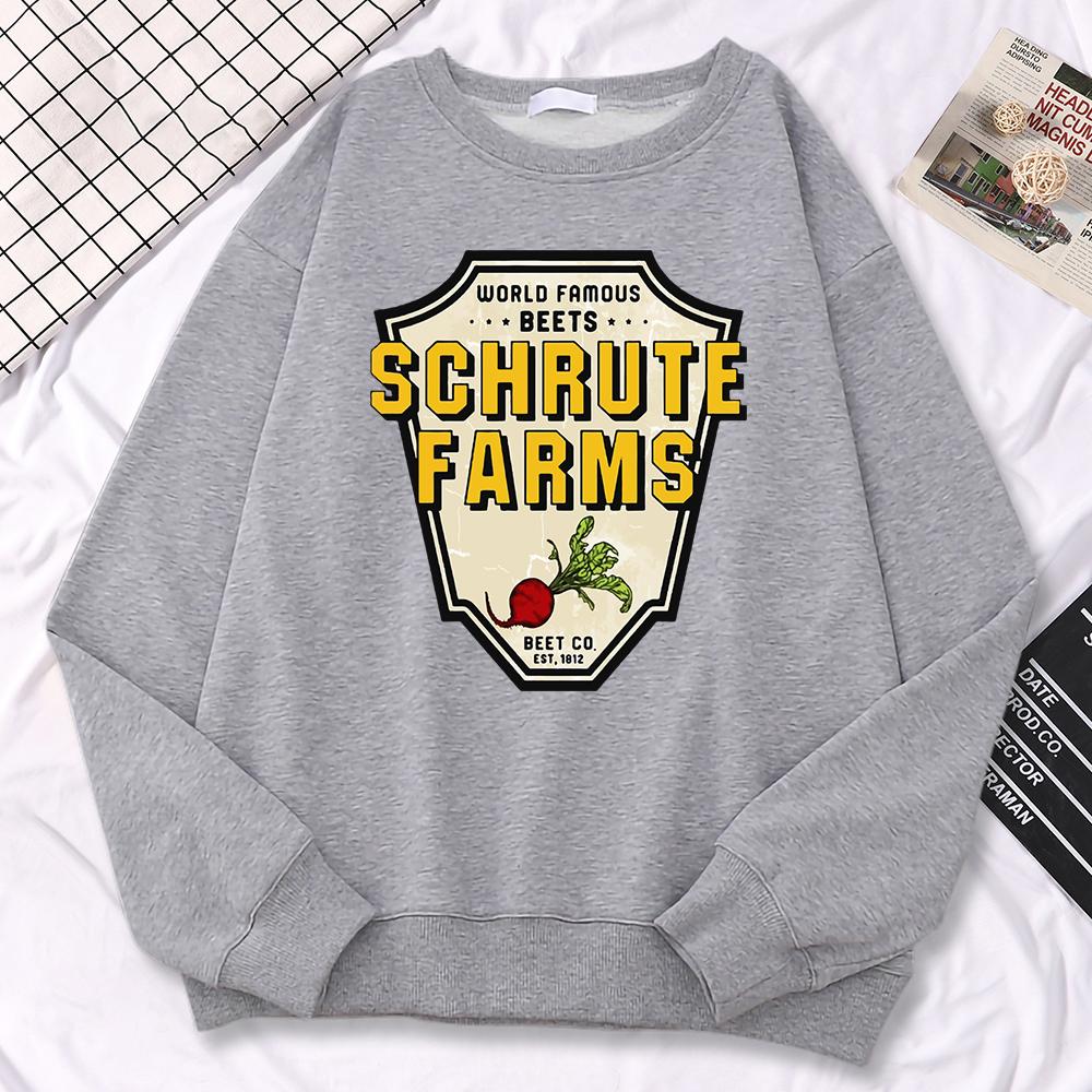 Simple Winter Women Pullovers World Famous Beets Schrute Farms Crop Printing Hoodie Loose Crewneck Sweatshirt Warm Tops