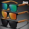 3 Pairs of Classic Retro Full Frame Imitation Wood Grain Legs Colorful Reflective Women's and Men's Fashionable Box Glasses