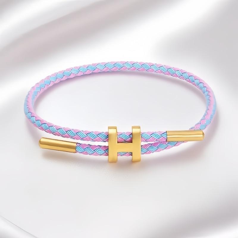 

Универсальный и атмосферный браслет из нержавеющей стали с H-образной пряжкой и веревкой, регулируемый, водонепроницаемый, из титановой стали, для женщин и мужчин