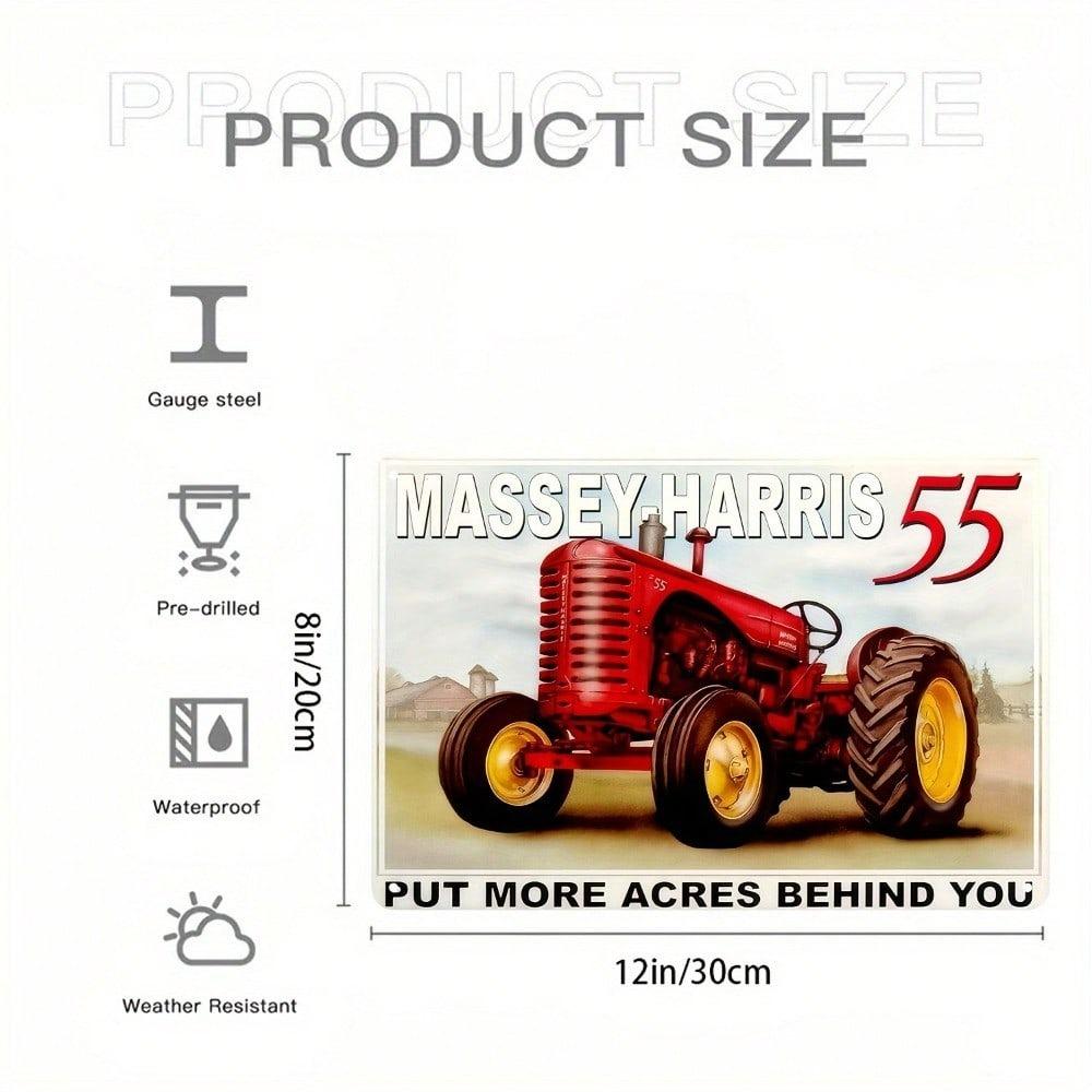 Vintage Massey Harris Tractor Metal Tin Sign Farmhouse Rustic Wall Art Garage Man Cave Bar Decor