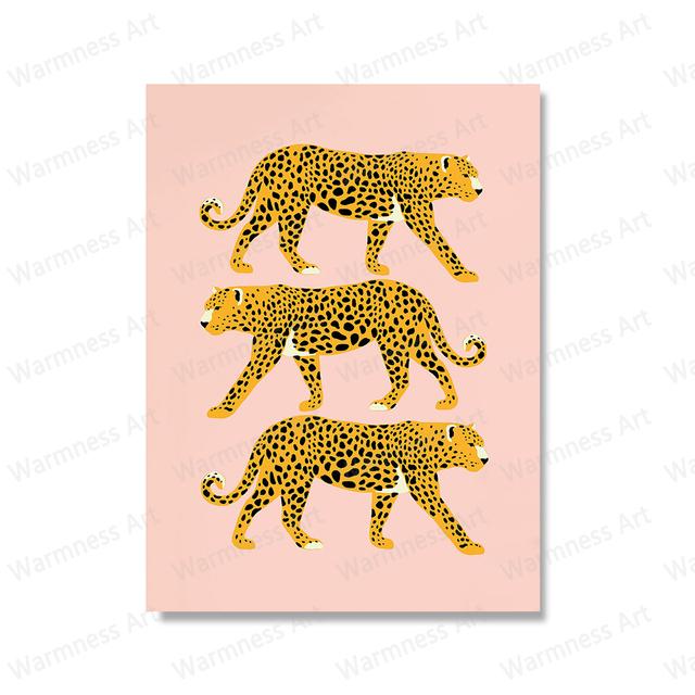 Jungle Tiger Striped Wall Art Oil Painting Poster Green Feather Print Living Room Decoration Picture