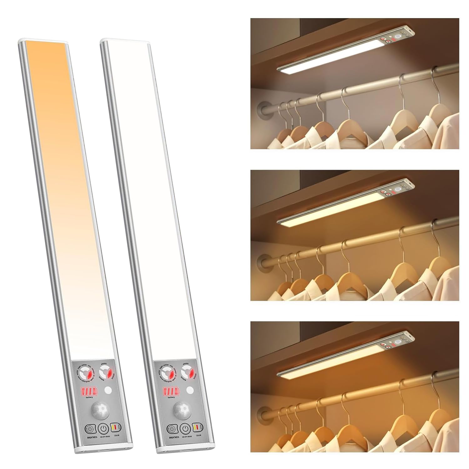 

Laiqianle LED Bar Light, Motion Sensor Light for Indoor Use, 30cm, Ultra-Thin, Type-C Rechargeable, Magnetic, 1500mAh, 3 Color Settings, 10 Dimming