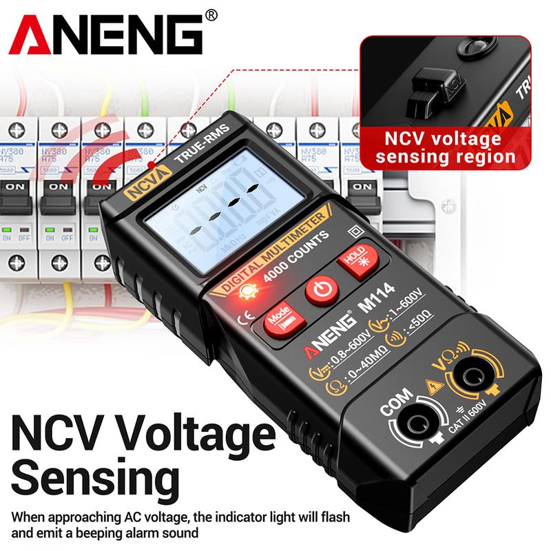 ANENG M114 Digital Multimeter + BT173 Battery Tester 4000 Counts Auto Ranging NCV Backlight Electrical Tool Kit