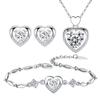 925 Sterling Copper Zircon Sets For Women Heart Zircon Ring Earrings Necklace Wedding Bridal Elegant Christmas