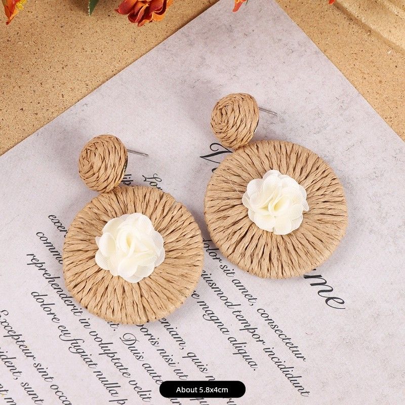 Rattan Fashion Seaside Vintage Ear Jewelry Female Flowers