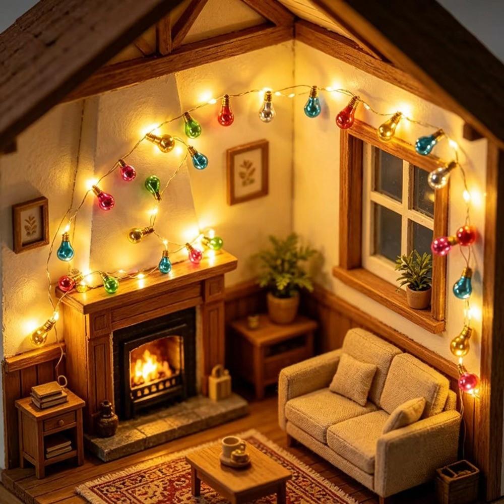 1m / 3.28ft Dollhouse String Lights Colorful Mini Christmas Tree Lights String Scene Ornament