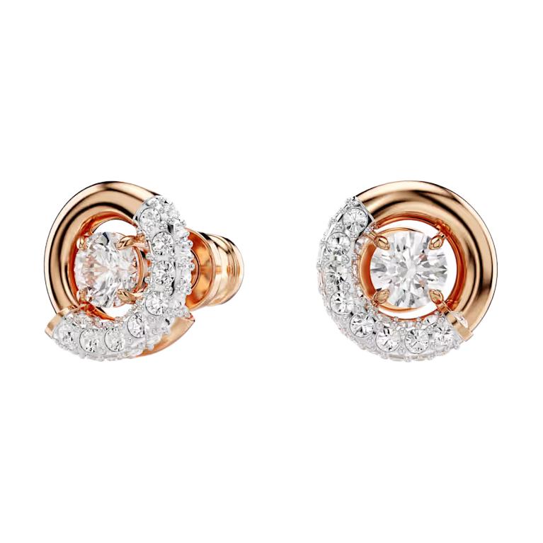 Swarovski Dextera Hollow Semi-Set Design Cubic Zirconia Imitation Crystal Stud Earrings Women Earrings Gold 5692258