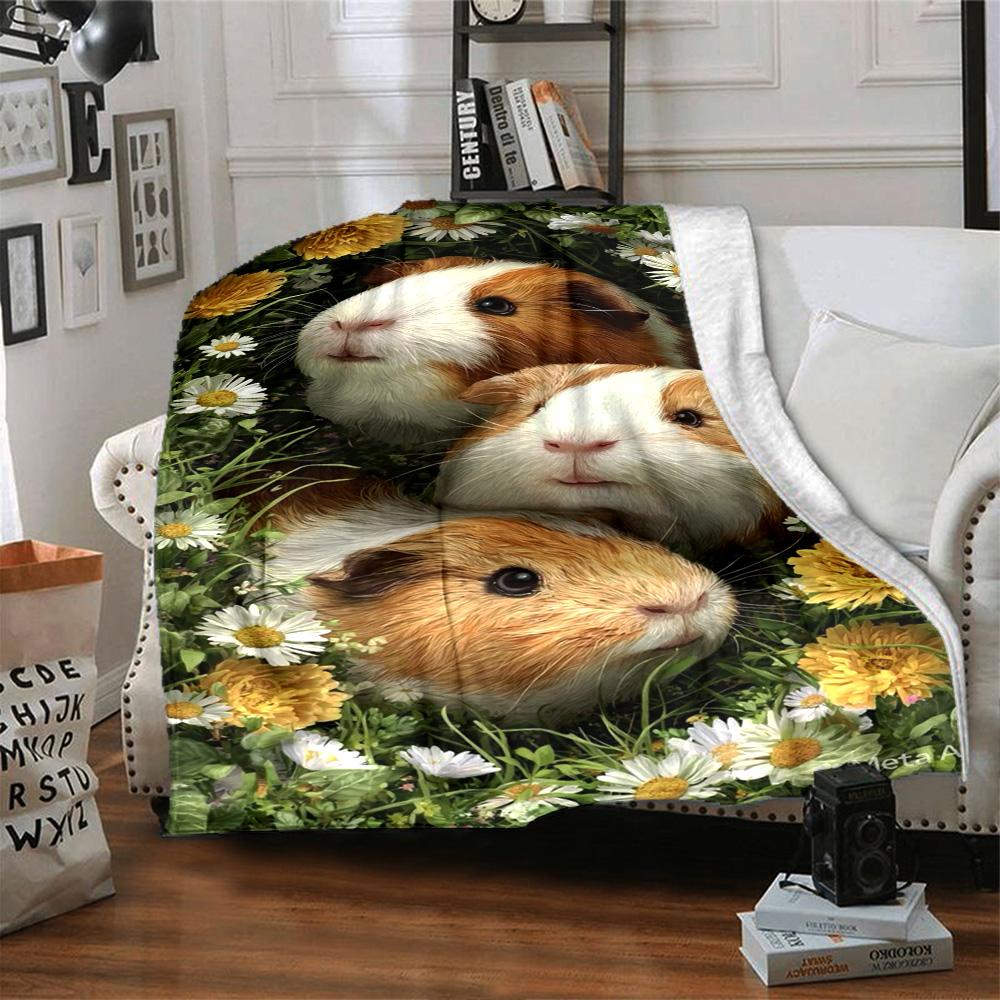 Guinea Pigs Print Flannel Blanket High Quality Warm Comfortable Cover for All Seasons Perfect for Gifts Home Decor