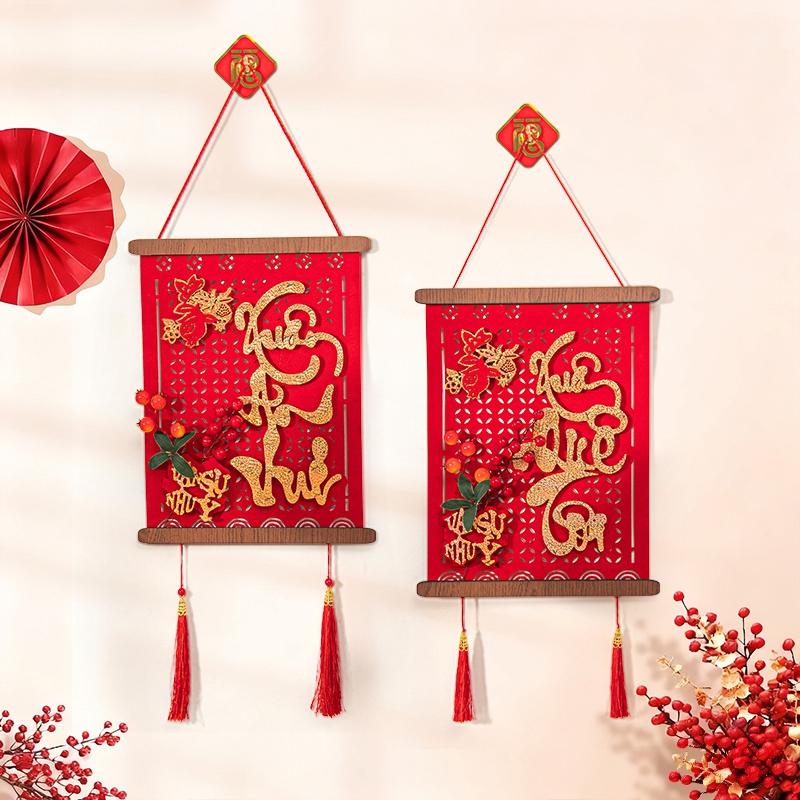 Chinese New Year Decorations Vietnam Spring Festival Couplets Flocking Hanging Pendent Vietnamese Tassel Tet Nguyen Dan