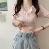 Ice silk knitted sweater short-sleeved knitted women's clothing summer new models, beautiful French short tops that are popular this year