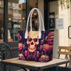 Pixel Skull Pattern Tote Bag Large Capacity Portable Daily Shoulder Purse for Streetwear