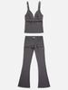 Teuluel [Set] Front-Slit Bra Top + Front-Slit Bootcut Pants (Grey)