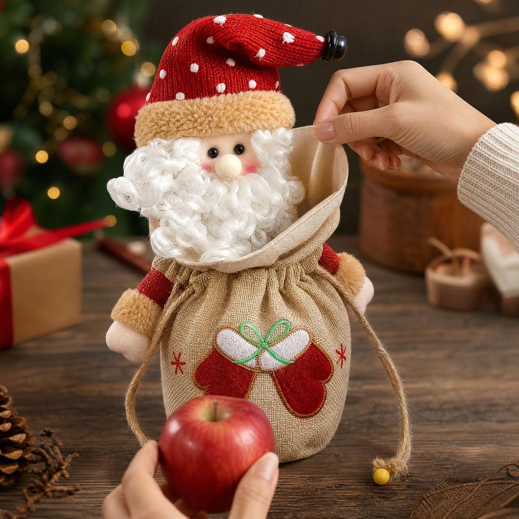 Christmas Gift Bag with Design for Holiday Treats and Party Favors