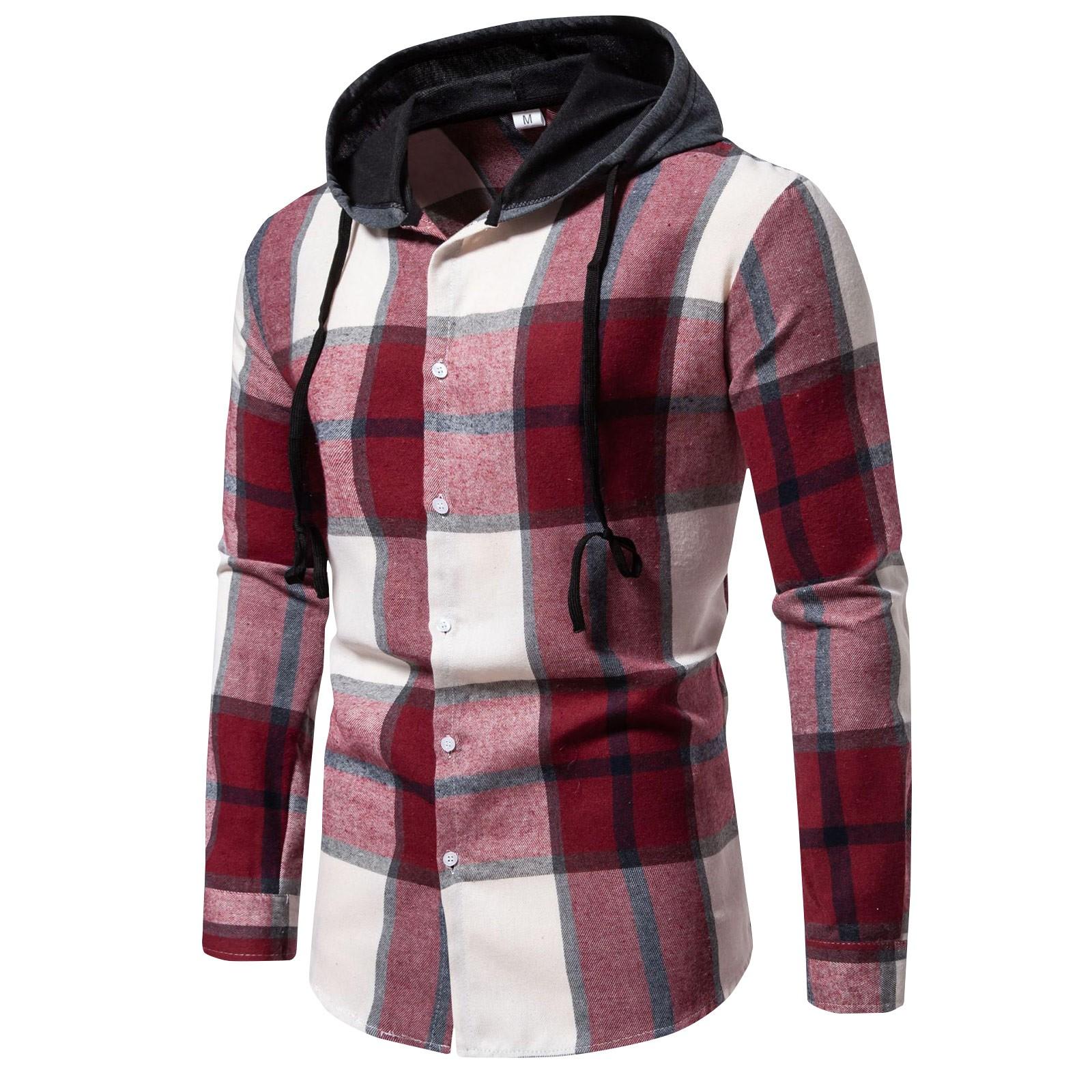 

Мужская клетчатая рубашка на толстых пуговицах с подкладкой, мужское повседневное модное теплое пальто XL винный