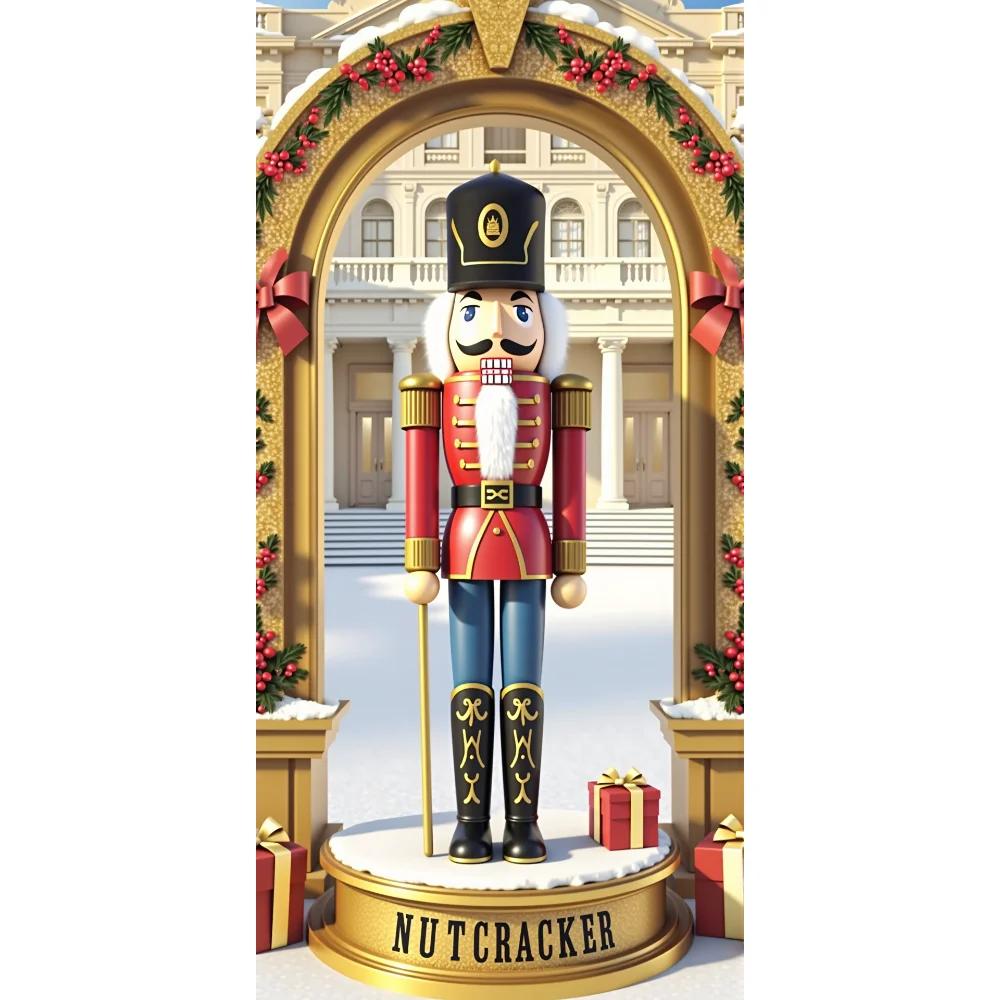 Nutcracker Soldier Door Cover Lining For Christmas Doors Xmas Outdoor Decoration For Front Door Home Christmas Party Supplies