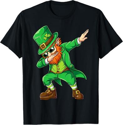 Dabbing Leprechaun St Patricks Day Graphic Tee Breathable Casual Short Sleeve T-Shirt for Men