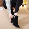 Fashion Medium Heels Booties Work Zip Black Female Short Shoes Comfortable and Elegant Trend 2025 On Promotion Hot Women's Ankle Boots