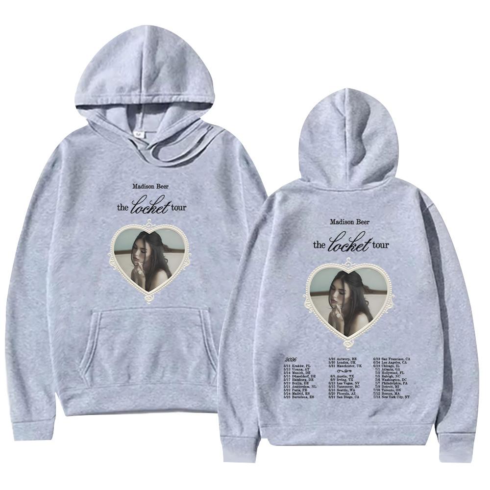 

Madison Beer The Locket Tour 2026 Hoodies Graphic Oversized Street Clothing Y2K New Men Women Sweatshirts Trendy Casual Pullover XS сірий колір