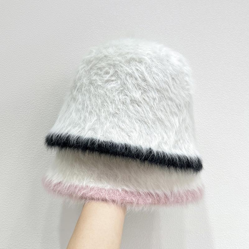 New Plush Fisherman Hat for Women Warm Autumn and Winter Hat Sweet and Cute Knitted Hat