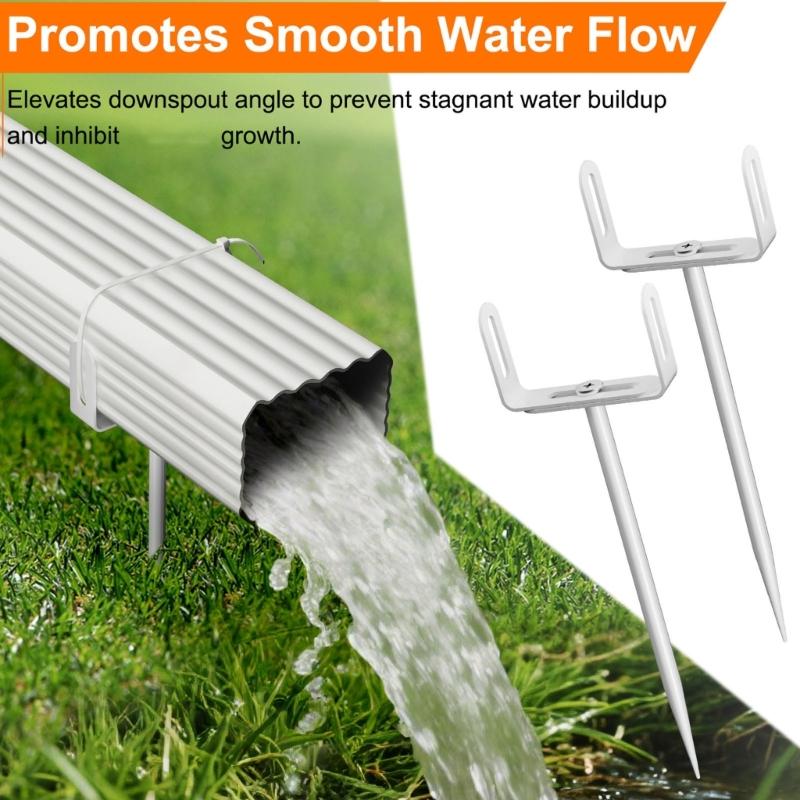 2pcs Adjustable Size Downspout Support Brackets Heavy Type Carbon Steel Rust Proof Finish Simple Setup