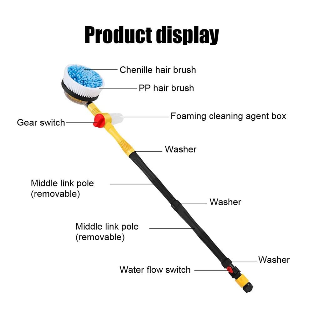 Auto Rotating Car Wash Brush Kit With Long Handle Pressure Washer Mop For Cars/RV/Truck/Yard/Garden Mop Cleaning