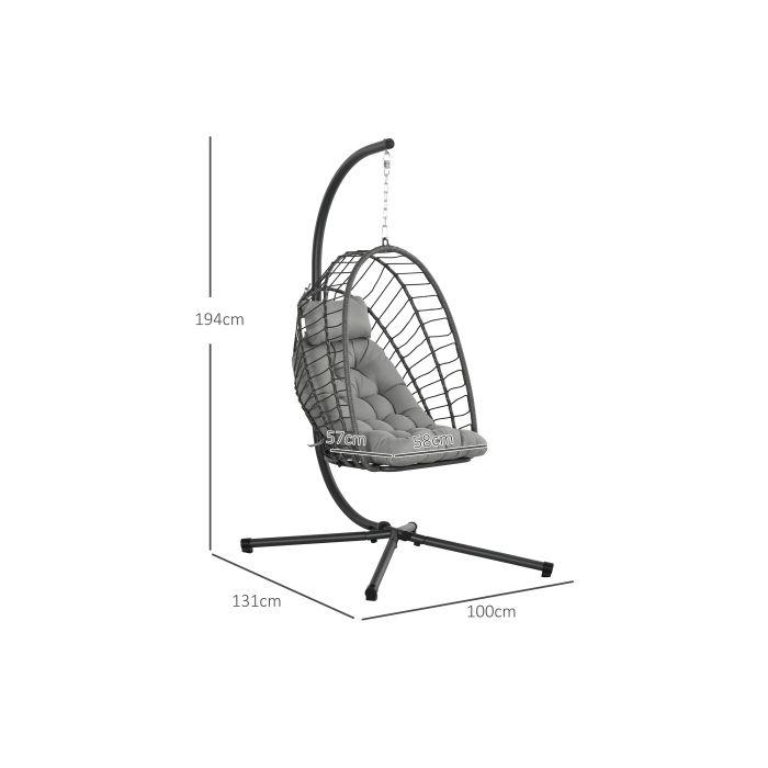 Hängesessel - MUVOE - Hellgrau - 194 cm - Tragfähigkeit 100 kg - Bequem und faltbar