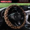 Coprivolante Stampa Leopardo Invernale Morbido Confortevole Senza Bordi Accessorio Auto per Volanti da 14,5-15 Pollici