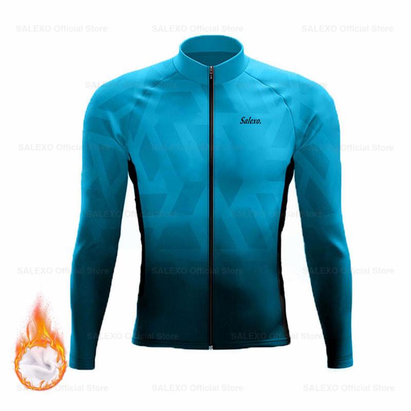 Neue Salexo Winter Radtrikots Herren Thermofleece Langarm Fahrradbekleidung MTB Ropa Ciclismo Fahrraduniform Fahrradtrikot Set
